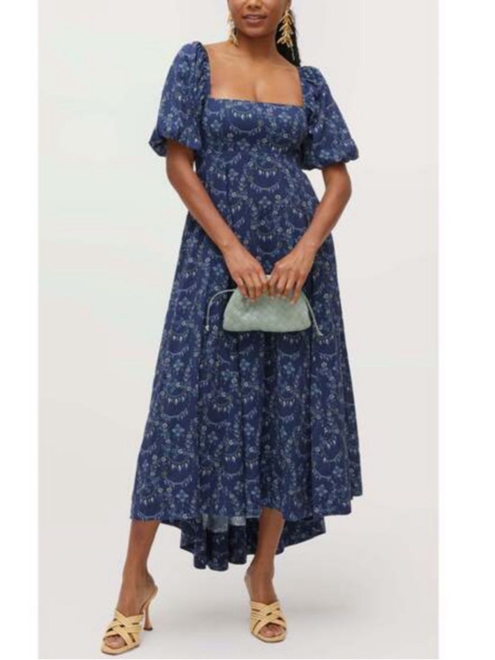 NWOT Hill House “Matilda” Navy Floral High-Low Midi Dress